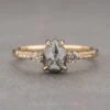 1.15 Carat Black Speckled Pear Diamond Engagement Ring, Eliza Setting, 14K Yellow Gold
