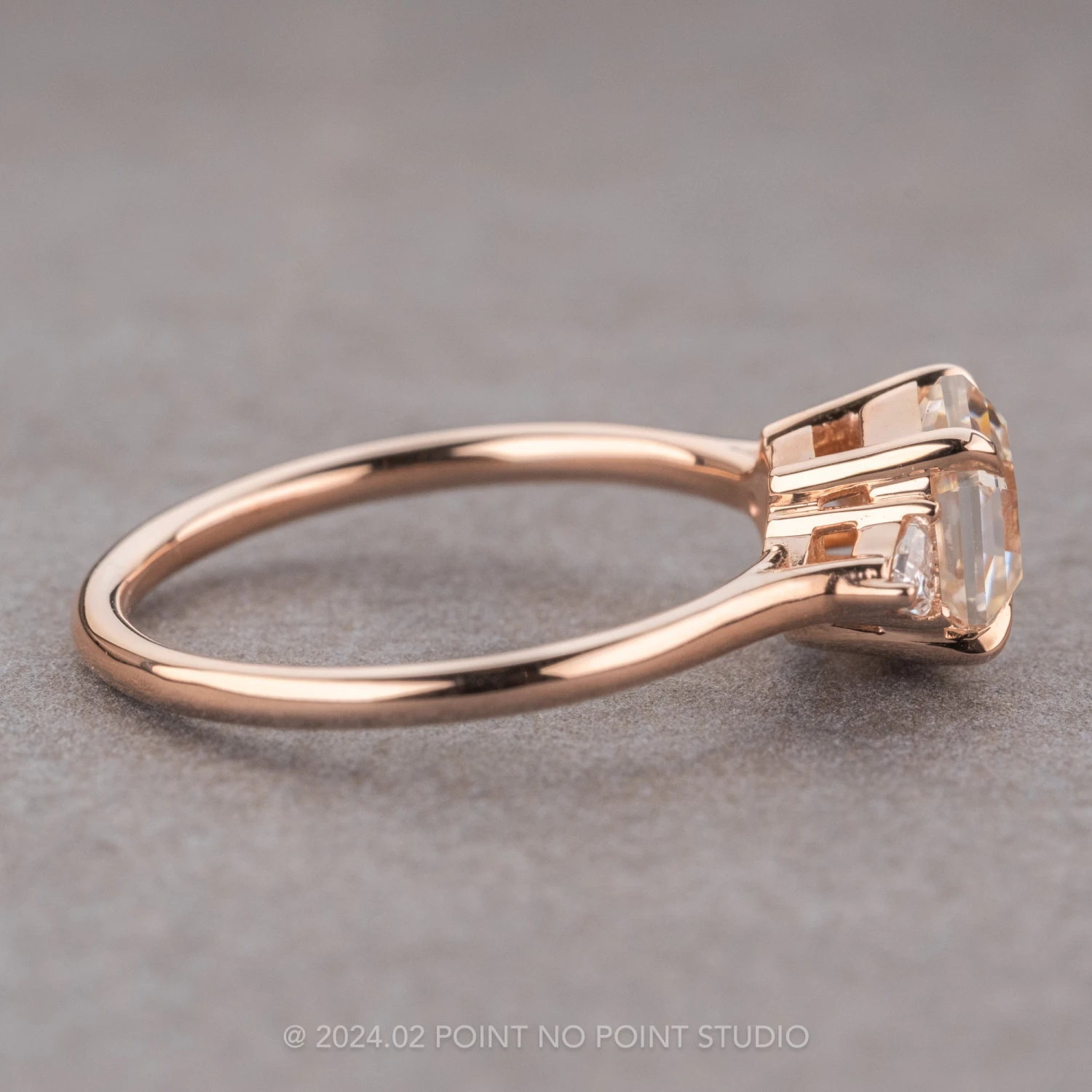 1.54 Carat Hexagon Moissanite Engagement Ring, Lea Setting, 14K Rose Gold - Image 8