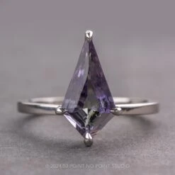 1.97 Carat Purple Kite Tanzanite Engagement Ring, Lark Setting, Platinum
