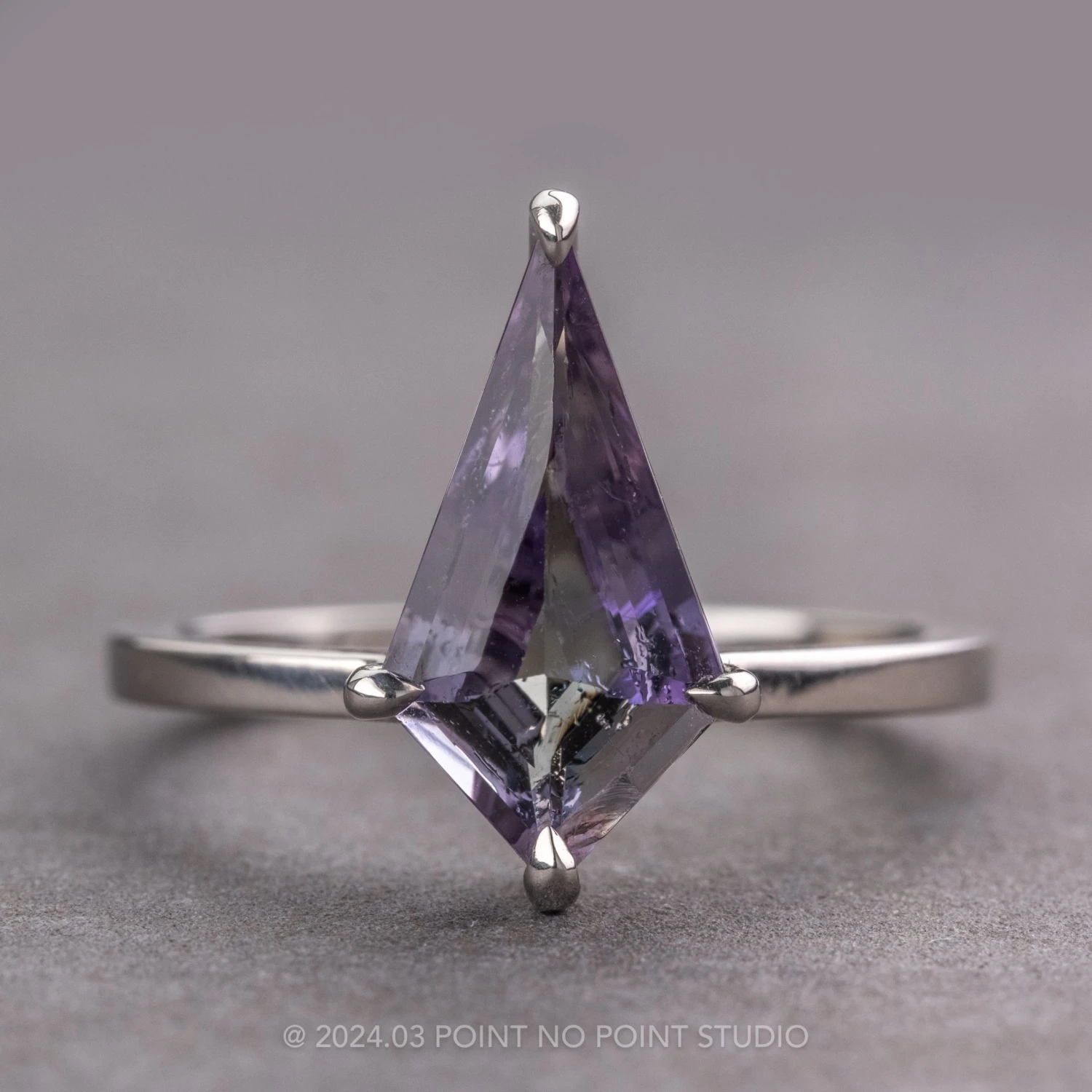 1.97 Carat Purple Kite Tanzanite Engagement Ring, Lark Setting, Platinum