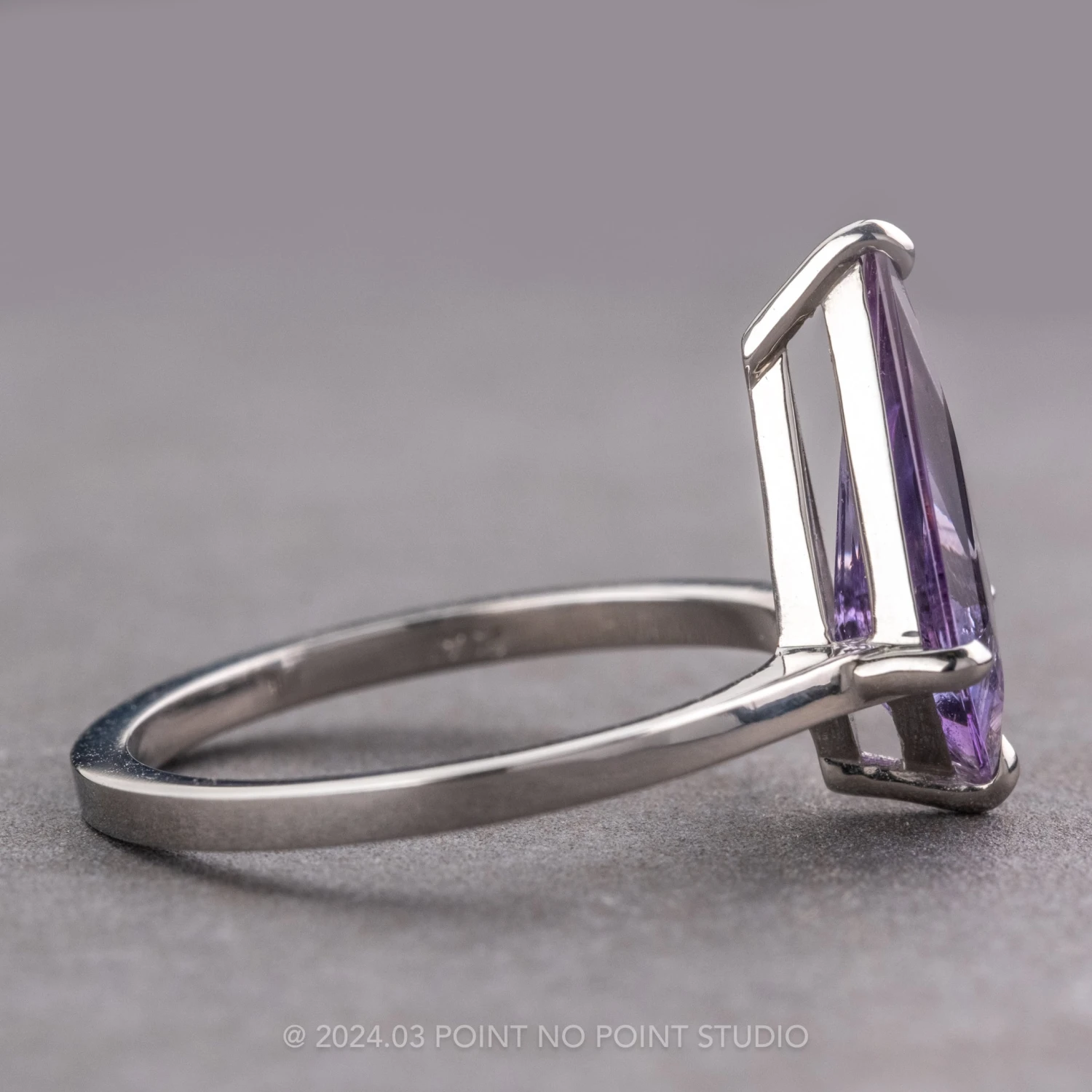 1.97 Carat Purple Kite Tanzanite Engagement Ring, Lark Setting, Platinum - Image 5
