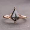 1.82 Carat Black Speckled Kite Diamond Engagement Ring, Aela Setting, 14K Rose Gold