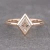 Lozenge Moissanite Engagement Ring, Bezel Jane Setting, 14K Rose Gold