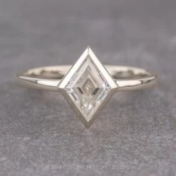 Lozenge Moissanite Engagement Ring, Bezel Jane Setting, Platinum