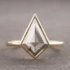 2.23 Carat Salt And Pepper Kite Diamond Engagement Ring, Bezel Jane Setting, 14K Yellow Gold