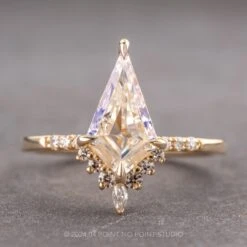 1.71 Carat Kite Moissanite Engagement Ring, Avaline Setting, 14K Yellow Gold