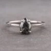 1.12 Carat Black Speckled Pear Diamond Engagement Ring, Lark Setting, Platinum