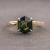 3.04 Carat Hexagon Sapphire Engagement Ring, Lark Setting, 14k Yellow Gold