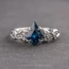 1.50 Carat Blue Kite Sapphire And Diamond Engagement Ring, Leaf Quinn Setting, Platinum