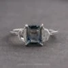 2.34 Carat Teal Rectangle Montana Sapphire And Diamond Engagement Ring, Zoe Setting, Platinum