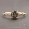 1.25 Carat Black Speckled Oval Diamond Engagement Ring, Nova Setting, 14K Yellow Gold
