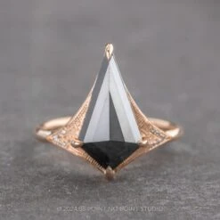 2.79 Carat Black Kite Diamond Engagement Ring, Aela Setting, 14K Rose Gold