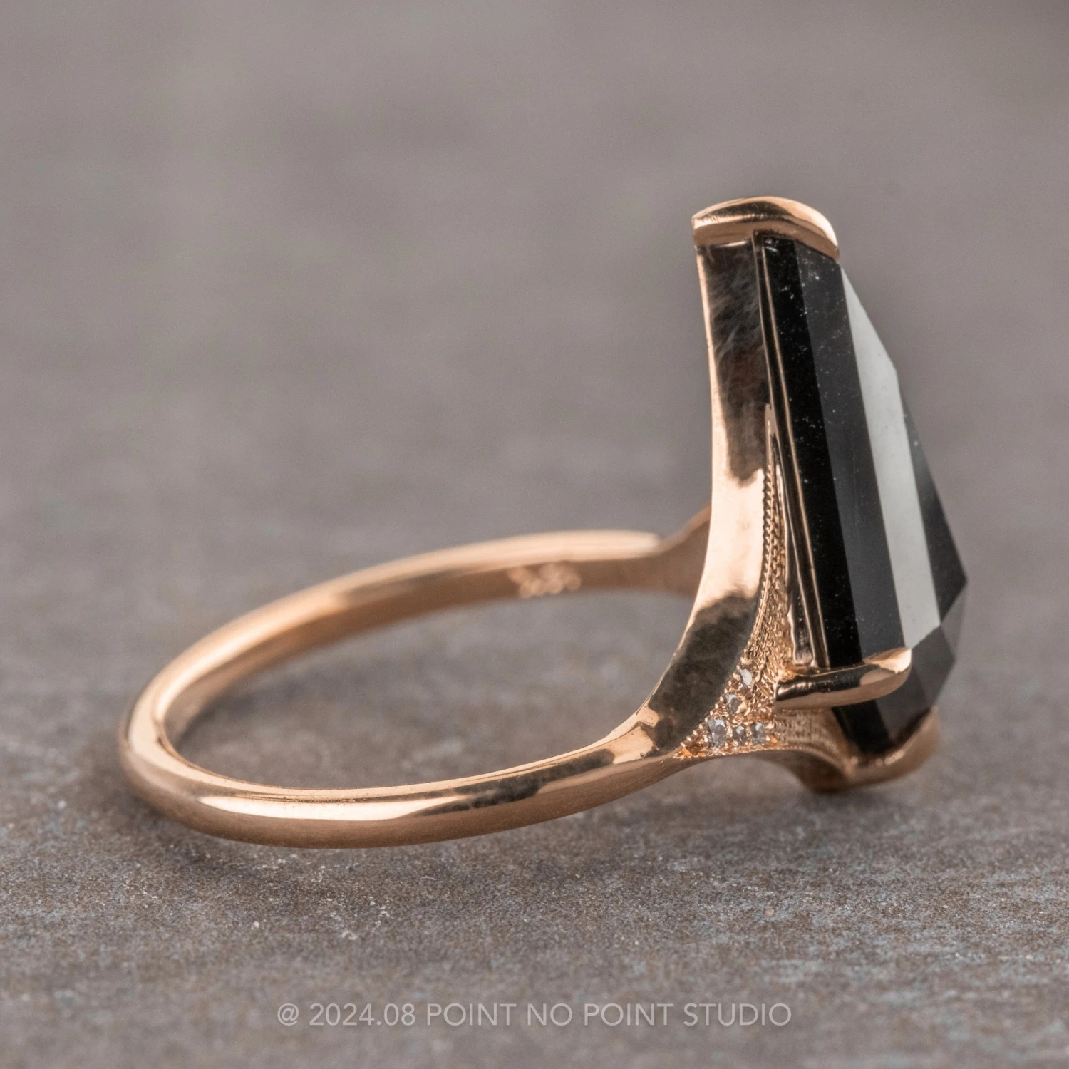 2.79 Carat Black Kite Diamond Engagement Ring, Aela Setting, 14K Rose Gold - Image 3