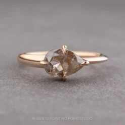 1.43 Carat Orange Salt And Pepper Pear Diamond Engagement Ring, Basket Jessie Setting, 14K Peach Gold