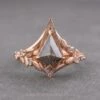 1.22 Carat Black Speckled Kite Diamond Engagement Ring, Thistle Setting, 14k Rose Gold