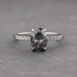 1.68 Carat Fancy Grey Oval Diamond Engagement Ring, Juliette Setting, Platinum