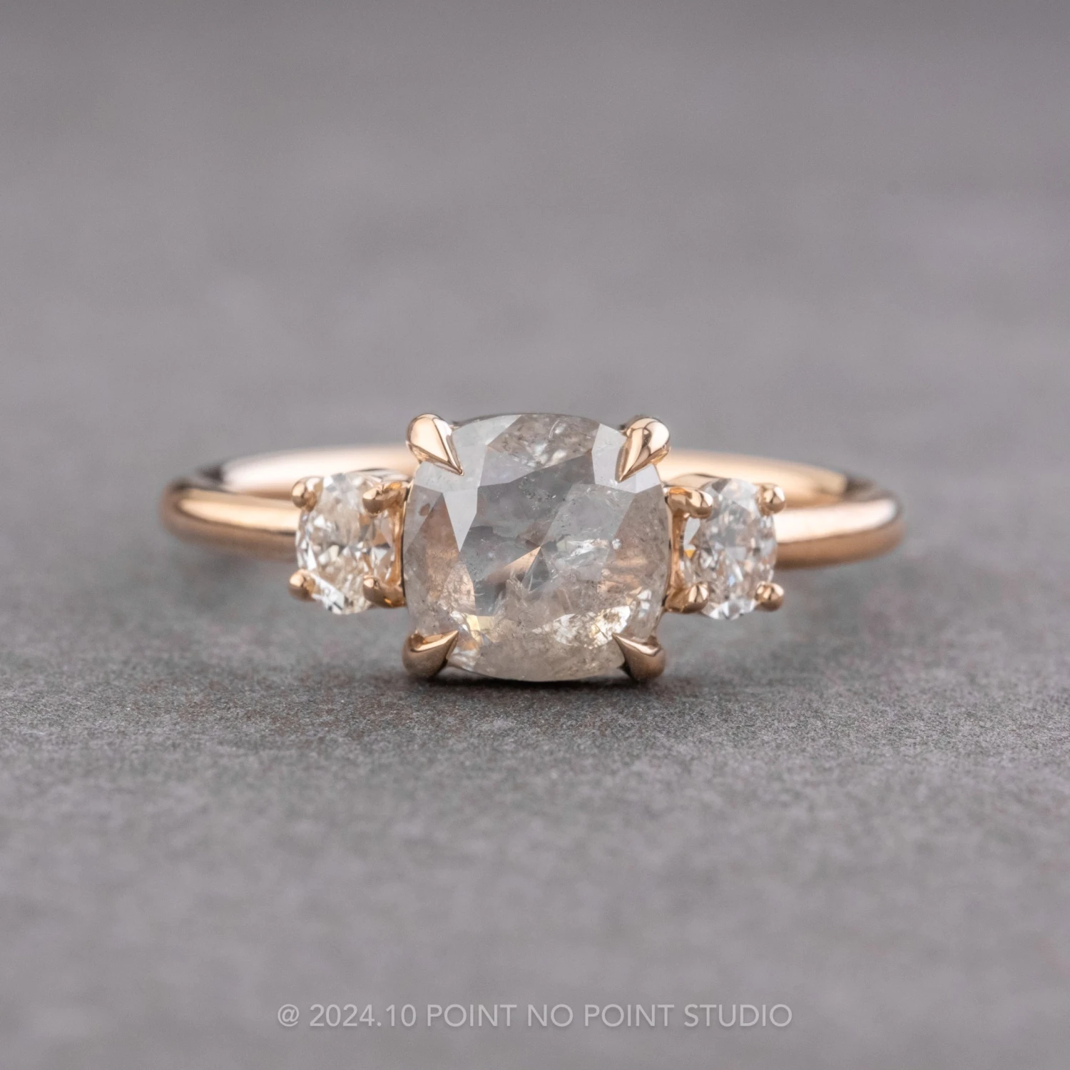 1.07 Carat Icy White Cushion Diamond Engagement Ring, Zoe Setting, 14K Peach Gold - Image 2
