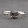 .87 Carat Black Speckled Hexagon Diamond Engagement Ring, Quinn Setting, Platinum