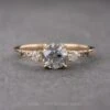1.19 Carat Salt And Pepper Round Diamond Engagement Ring, Ombre Eliza Setting, 14K Yellow Gold