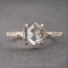 1.65 Carat Icy Salt And Pepper Hexagon Diamond Engagement Ring, Eliza Setting, 14k Yellow Gold