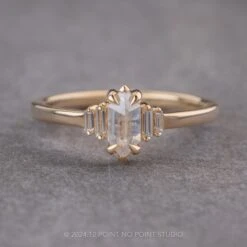 .52 Carat Icy White Hexagon Diamond Engagement Ring, Betty Setting, 14K Yellow Gold