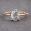 1.87 Carat Icy Grey Pear Diamond Engagement Ring, Lark Setting, 14K Yellow Gold