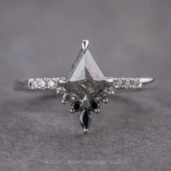 .76 Carat Salt And Pepper Kite Diamond Engagement Ring, Ombre Avaline Setting, Platinum