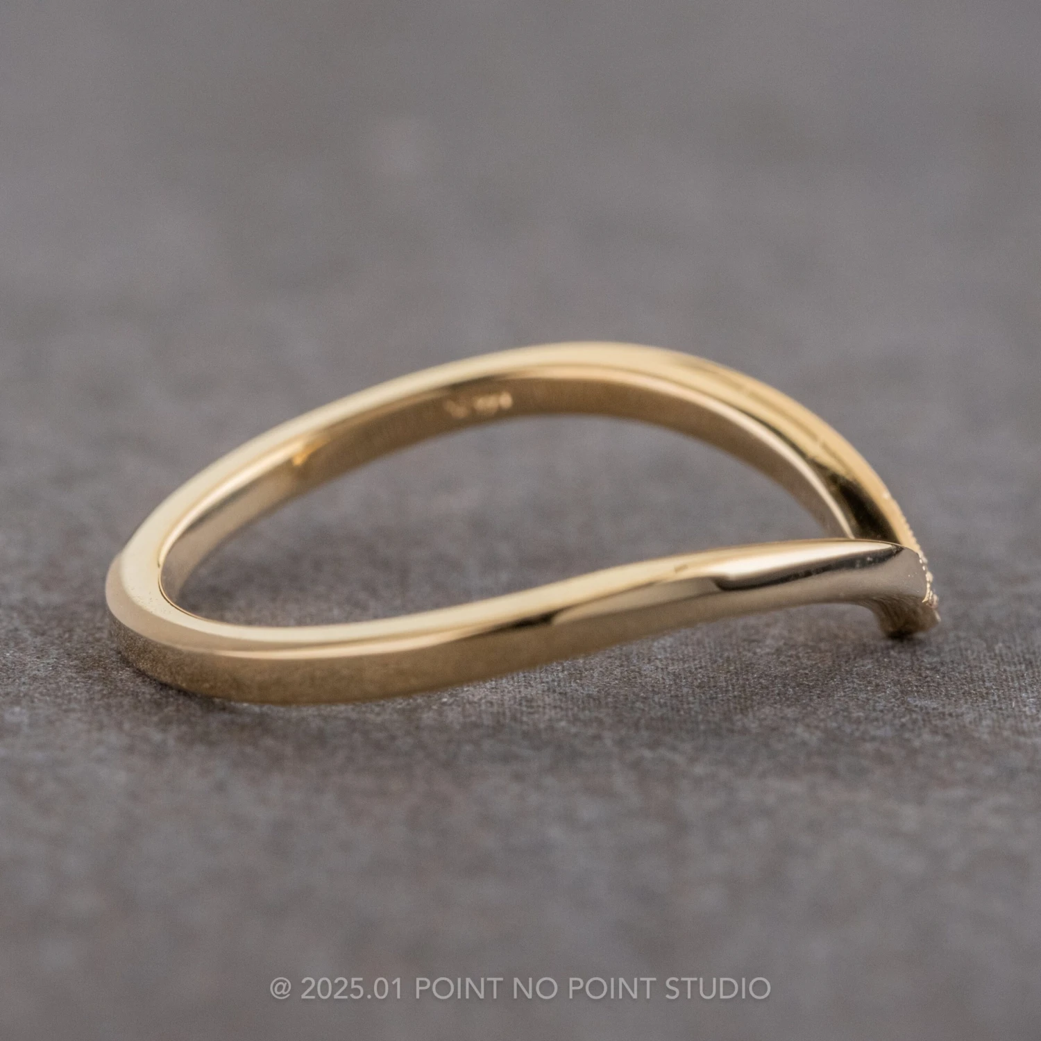 Triple Grey Diamond Wedding Band, Milgrain Vivian Setting, 14k Yellow Gold - Image 5