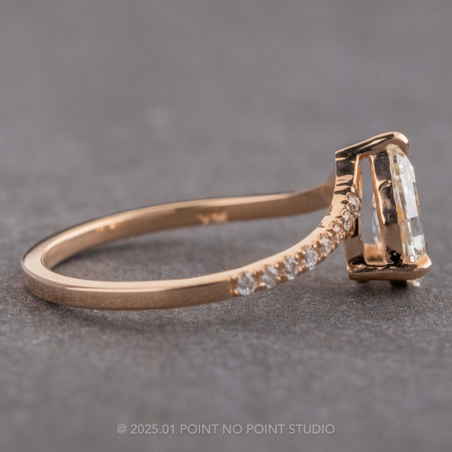 1.16 Carat Clear Geo Pear Diamond Engagement Ring, Aziza Setting, 14K Peach Gold - Image 12