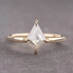 1.21 Carat Icy Salt And Pepper Kite Diamond Engagement Ring, Jane Setting, 14K Yellow Gold