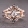 1.31 Carat Icy Salt And Pepper Kite Diamond Engagement Ring, Empress Setting, 14K Rose Gold
