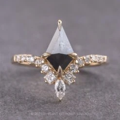 1.20 Carat Black Kite Diamond Engagement Ring, Willa Setting, 14K Yellow Gold
