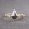 .76 Carat Black Kite Diamond Engagement Ring, Ombre Jules Setting, 14K Yellow Gold