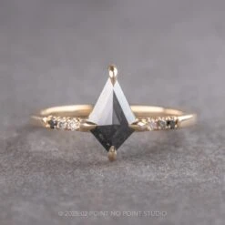 .76 Carat Black Kite Diamond Engagement Ring, Ombre Jules Setting, 14K Yellow Gold