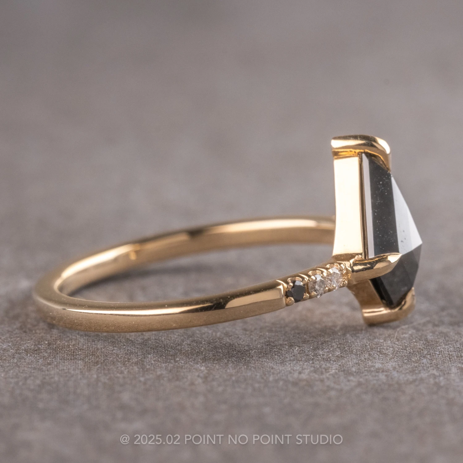 .76 Carat Black Kite Diamond Engagement Ring, Ombre Jules Setting, 14K Yellow Gold - Image 5