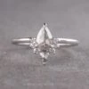 .75 Carat Salt And Pepper Pear Diamond Engagement Ring, Ava Setting, 14k White Gold