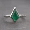 1.71 Carat Kite Emerald And Diamond Engagement Ring, Vitre Setting, Platinum