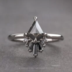 .81 Carat Black Speckled Kite Diamond Engagement Ring, Ombre Wren Setting, Platinum