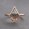 1.25 Carat Salt And Pepper Kite Diamond Engagement Ring, Bezel Wren Setting, 14K Peach Gold