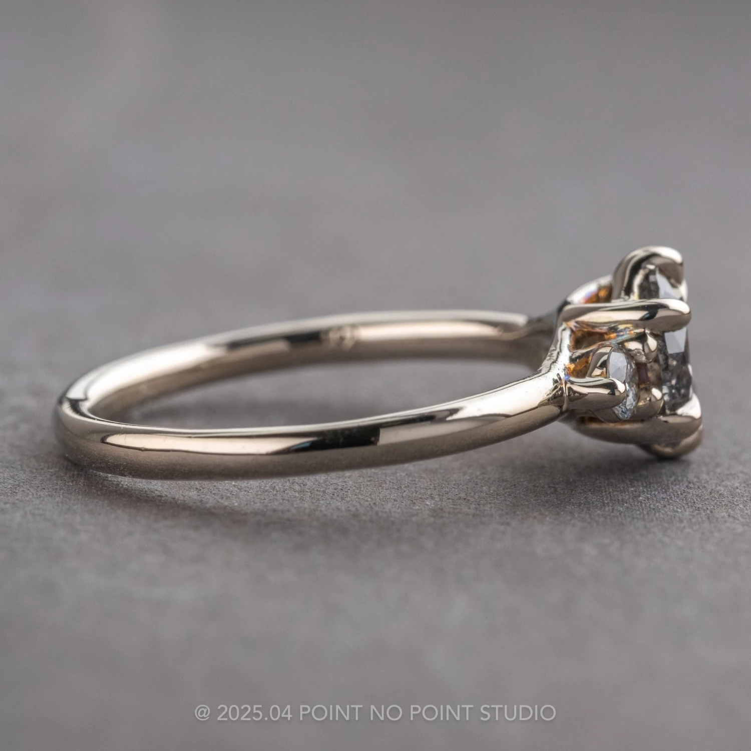 1.53 Carat Salt And Pepper Round Diamond Engagement Ring, Madison Setting, 14k White Gold - Image 5