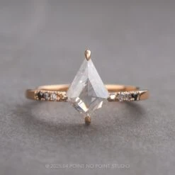 1.40 Carat Icy White Kite Diamond Engagement Ring, Ombre Jules Setting, 14K Peach Gold