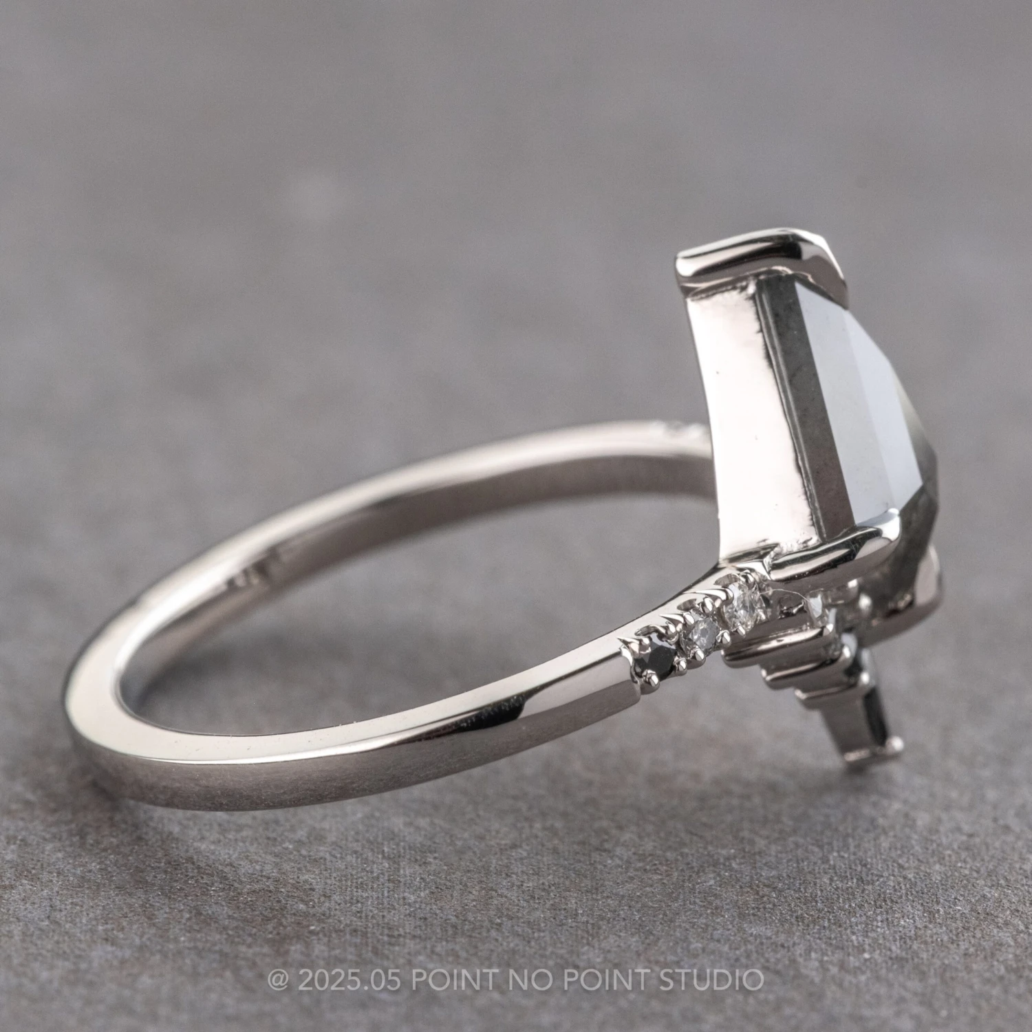 .97 Carat Black Speckled Kite Diamond Engagement Ring, Ombre Avaline Setting, Platinum - Image 7
