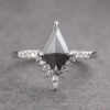 1.31 Carat Black Kite Diamond Engagement Ring, Avaline Setting, Platinum
