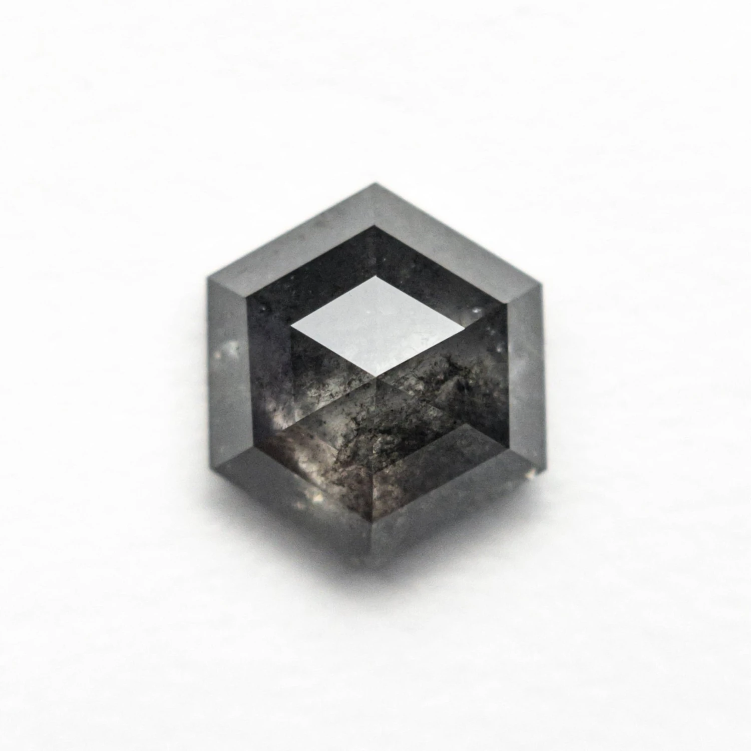 1.25 Carat Black Speckled Rose Cut Hexagon Diamond