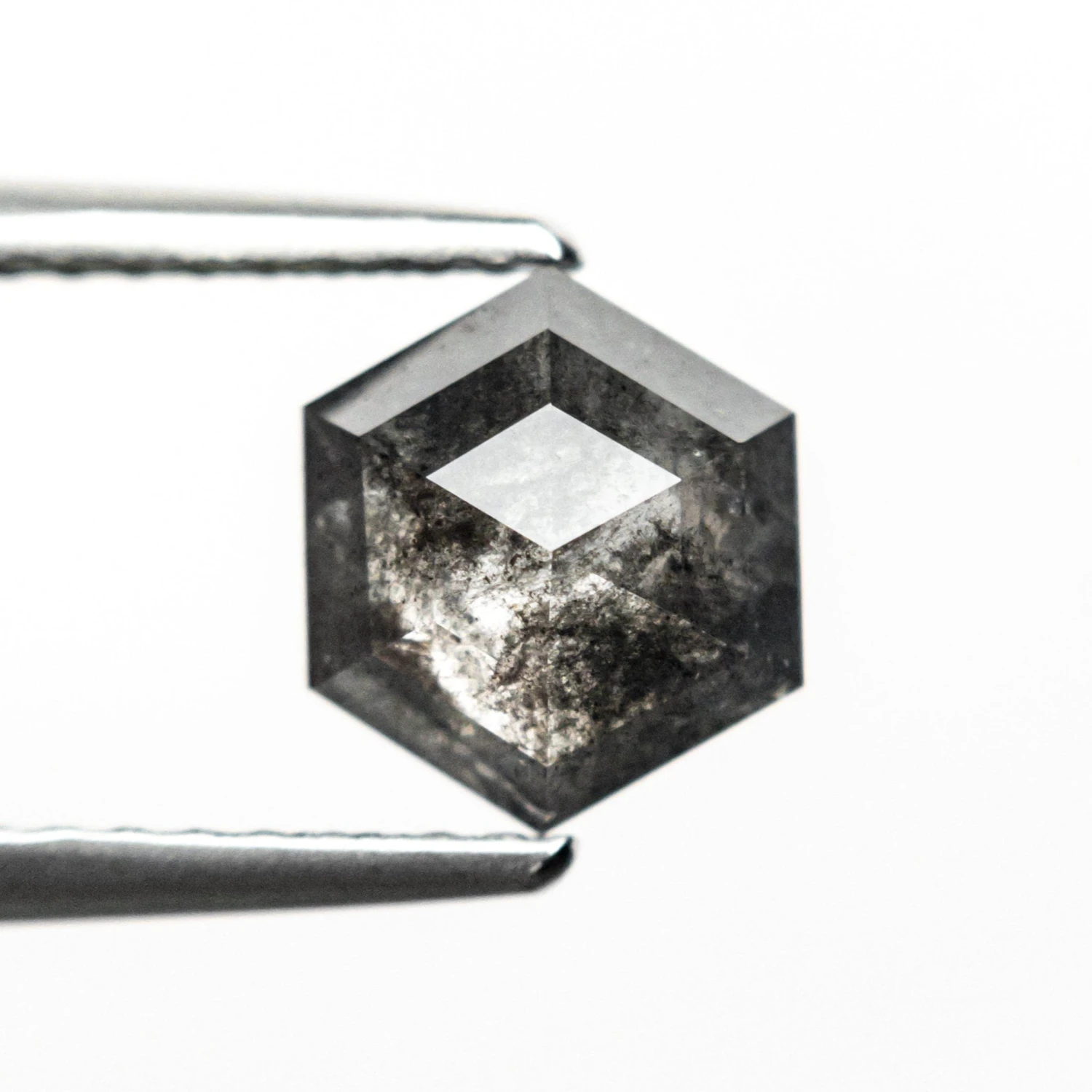 1.25 Carat Black Speckled Rose Cut Hexagon Diamond - Image 2