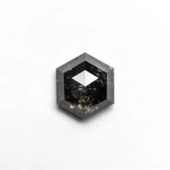 1.24 Carat Black Speckled Rose Cut Hexagon Diamond