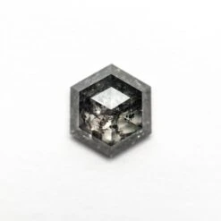 1.60 Carat Black Speckled Rose Cut Hexagon Diamond