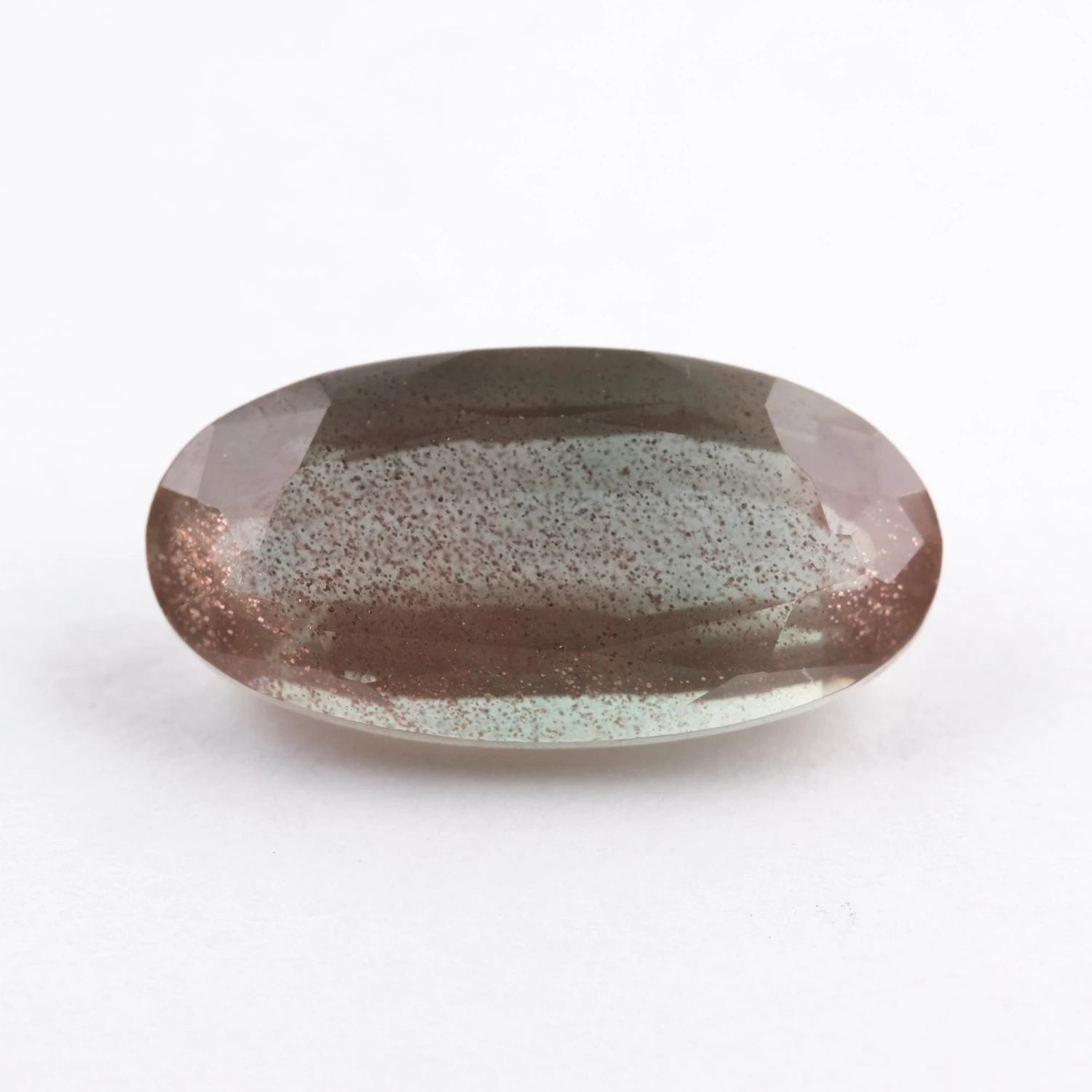 3.34 Carat Teal/Green With Orange Schiller Oval Sunstone - Image 5