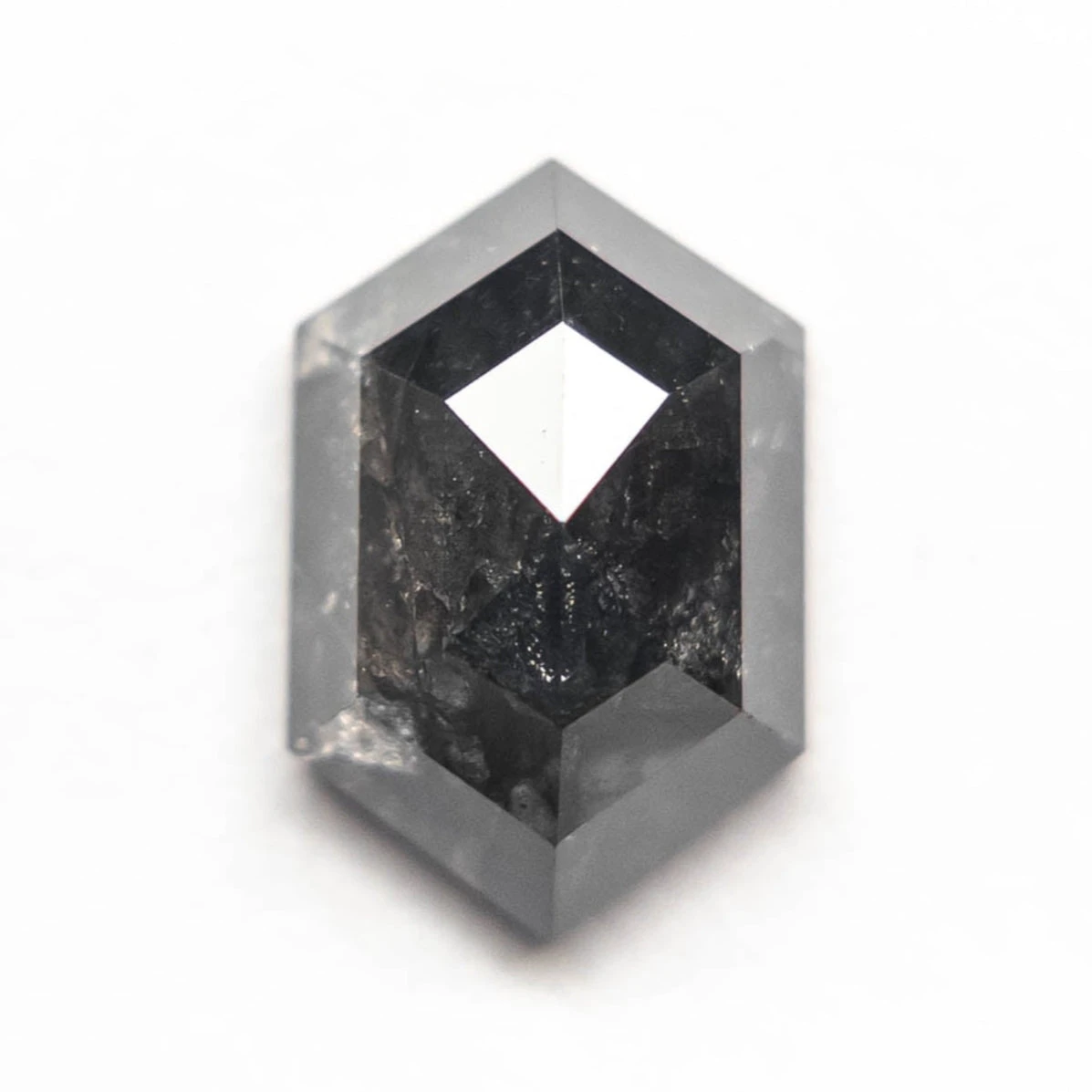 1.80 Carat Black Speckled Rose Cut Hexagon Diamond