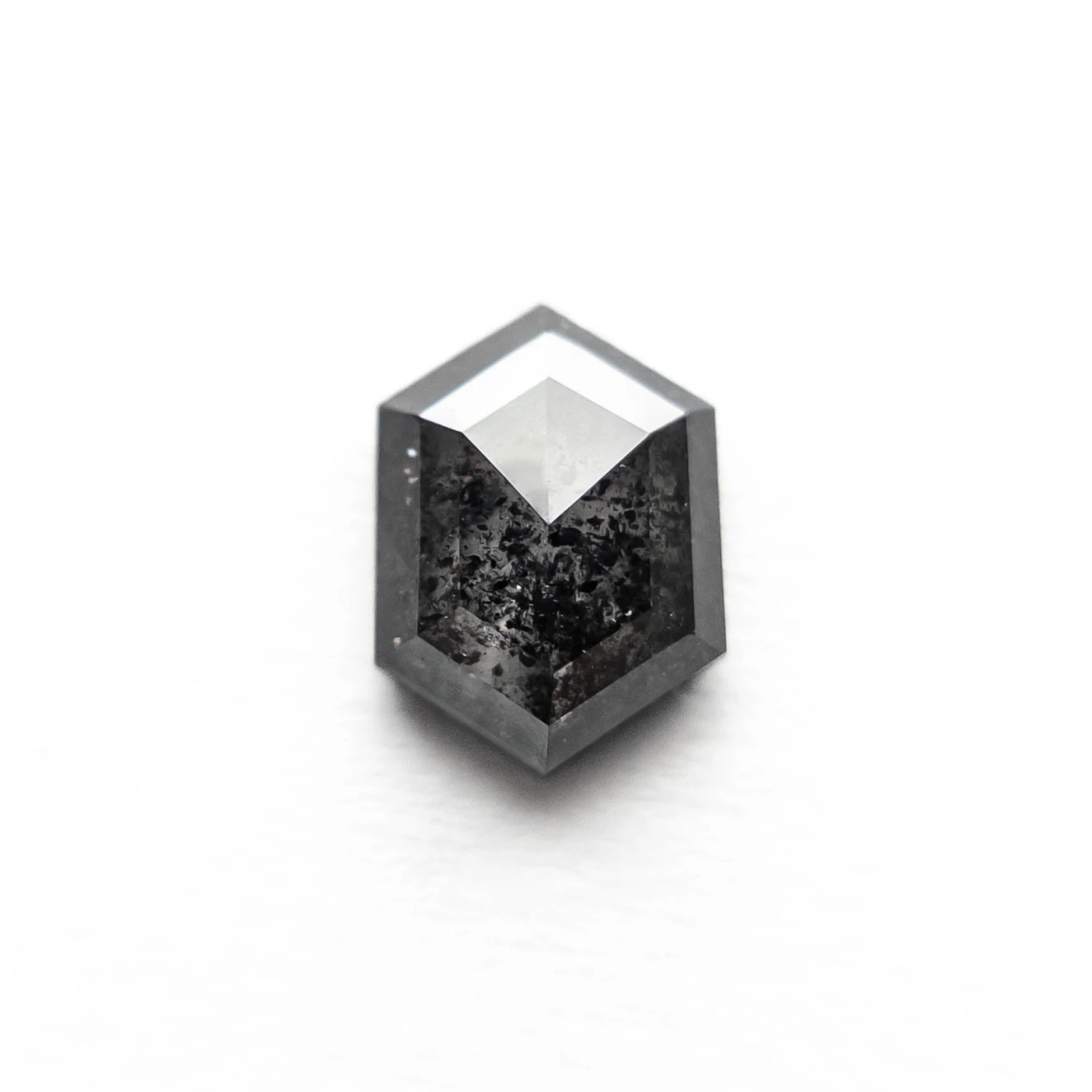 1.60 Carat Black Speckled Double Cut Hexagon Diamond